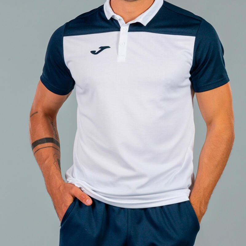 Polo manches courtes Garçon Joma Hobby ii blanc bleu marine