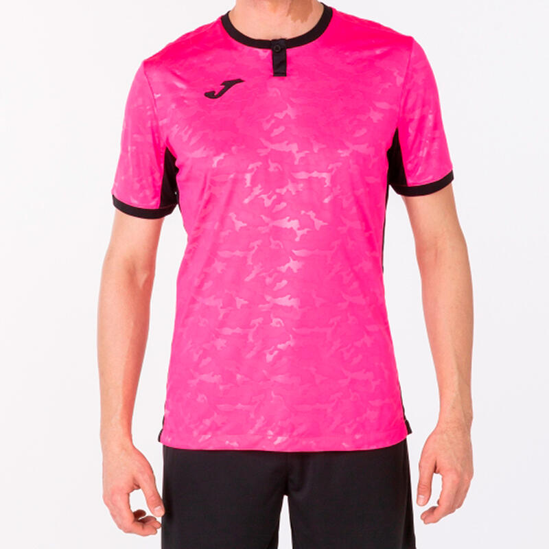T-shirt manga curta Rapaz Joma Toletum ii rosa fluorescente preto