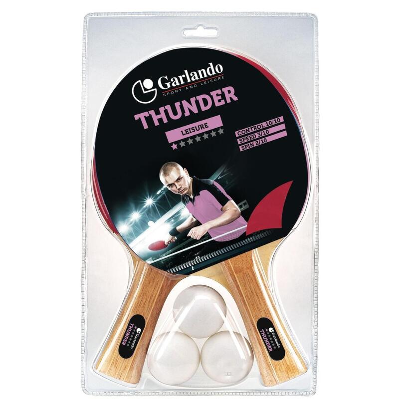 Thunder - Set avec 2 Raquettes et 3 Balles de Ping Pong - 1 Étoile