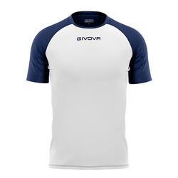 Camiseta de Fútbol Givova Capo Blanca/Azul Marino Poliéster