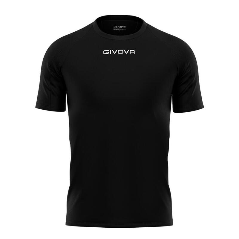 T-Shirt de futebol de poliéster preta Givova Capo