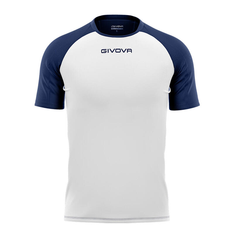 T-Shirt de futebol Givova Capo branco/azul marinho poliéster