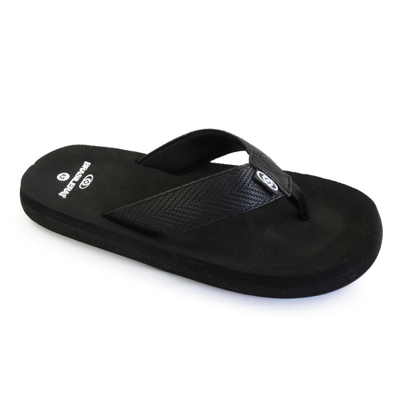 Schwarze Herren-Flip-Flops für den Strand mit Gummisohle