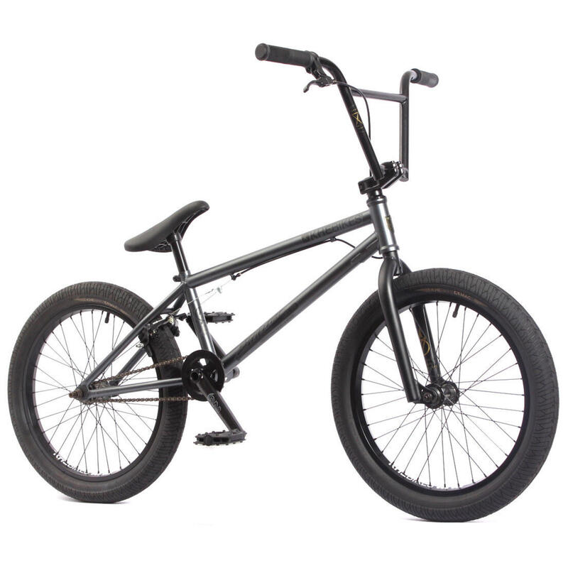 BMX fiets Strikedown Pro volwassen staal-grijs 9,7kg 20 inch KHEbikes