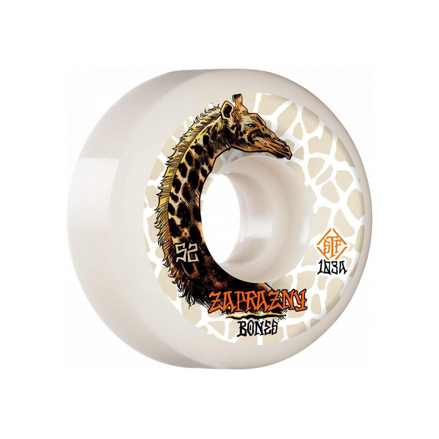 BONES Zaprazny Giraffe II STF V5 Sidecut 103A 52mm White Skateboard Wheels