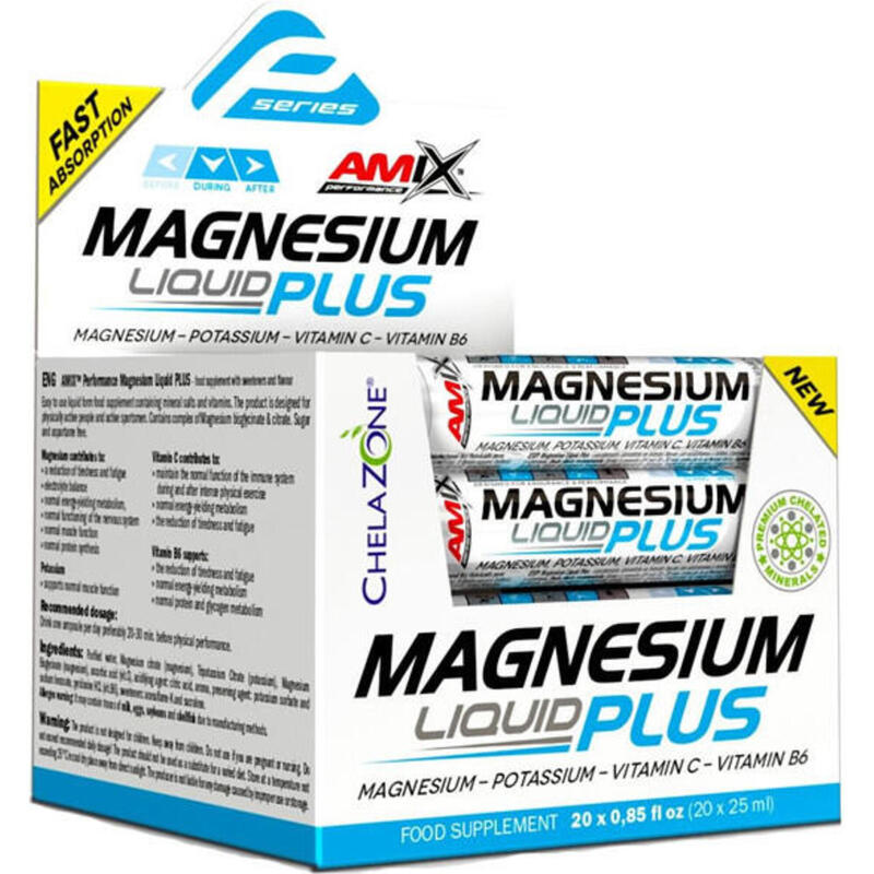 Magnesium Plus Liquid 2025 ml amix suplemento deportivo 20 x 25 ayuda mejorar el flujo energía contiene y potasio enriquecido vitamina b6
