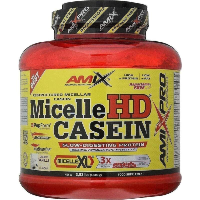 Amix Nutrition Micelle hd casein contenido 1600 sabor fresayogurt suplemento alimenticio de suero exclusiva para aumentar masa muscular