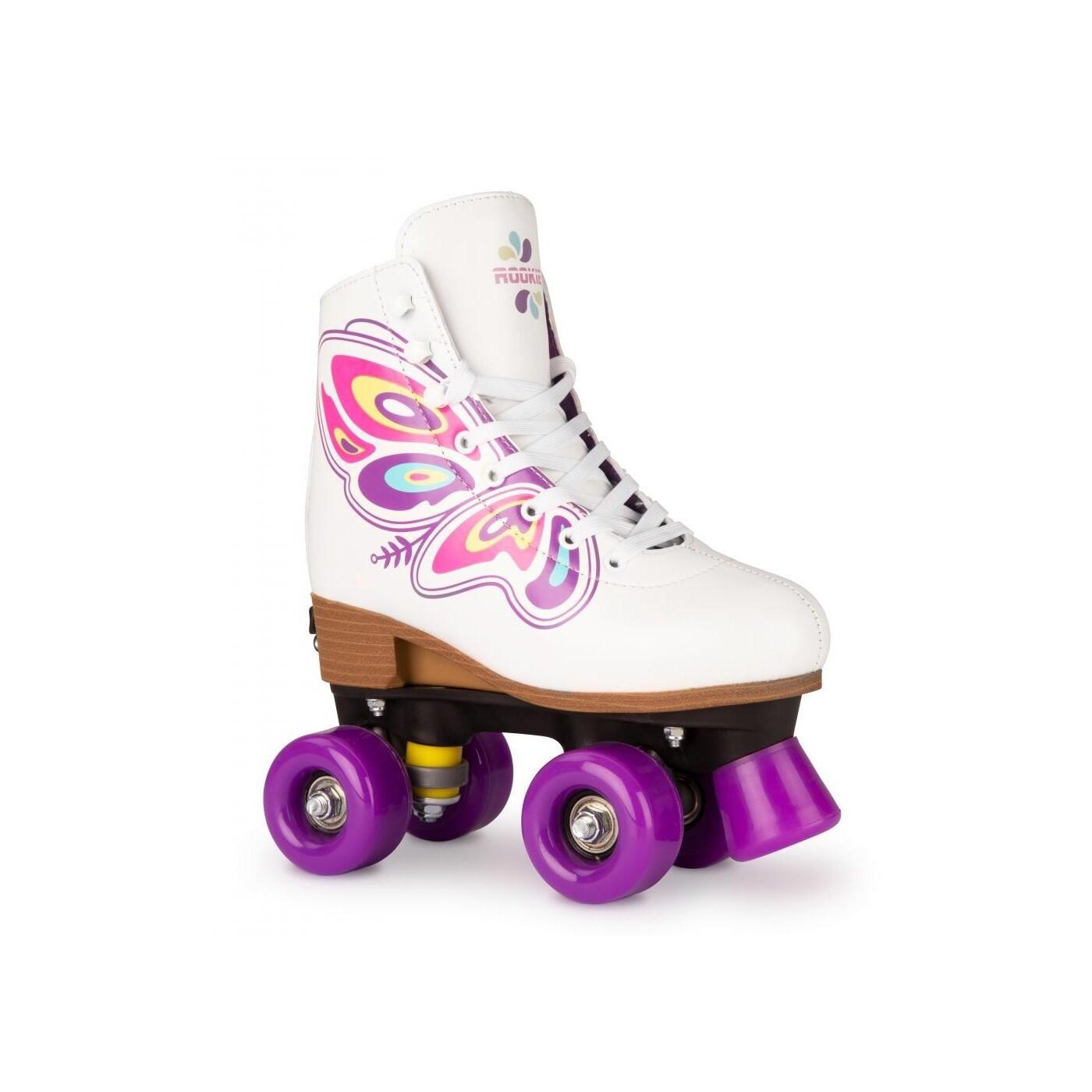 ROOKIE Butterfly White Adjustable Kids Artistic Quad Roller Skates