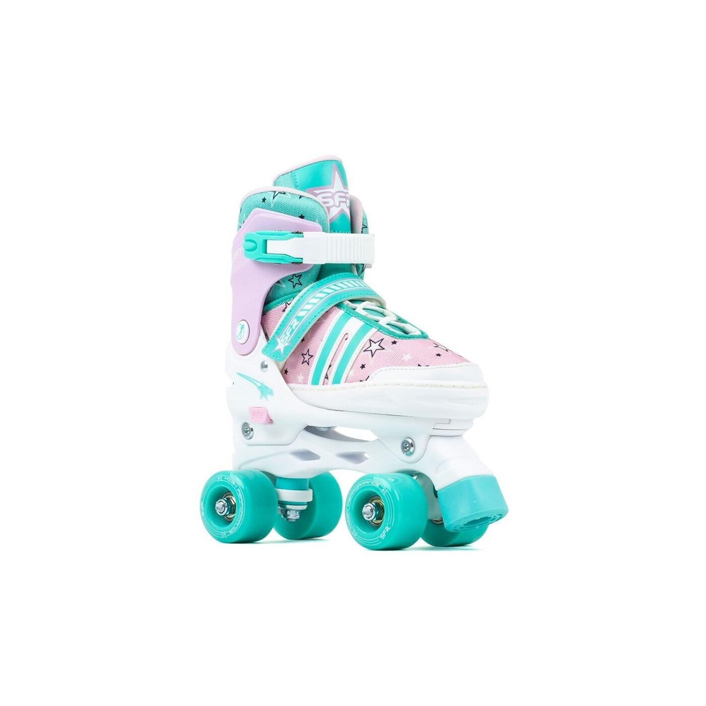 Spectra Teal/Pink Adjustable Kids Quad Roller Skates 1/3