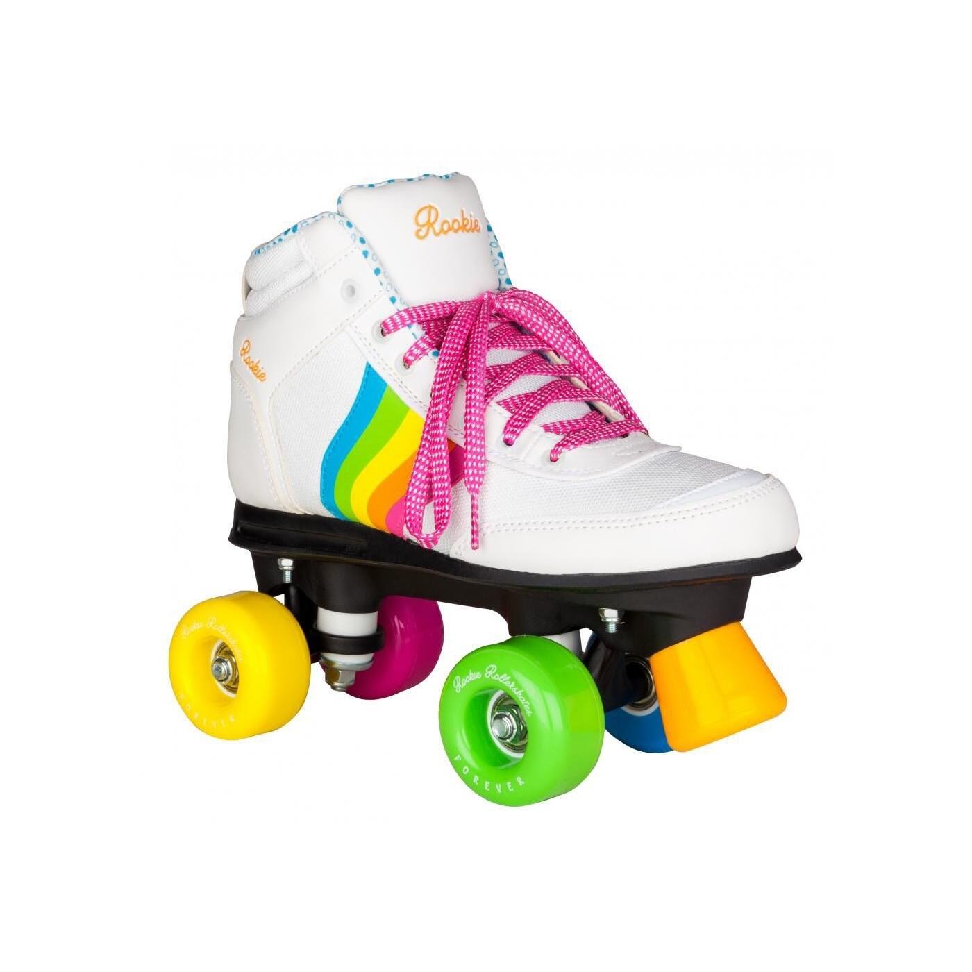 Forever Rainbow Quad Roller Skates - White/Multi 1/3