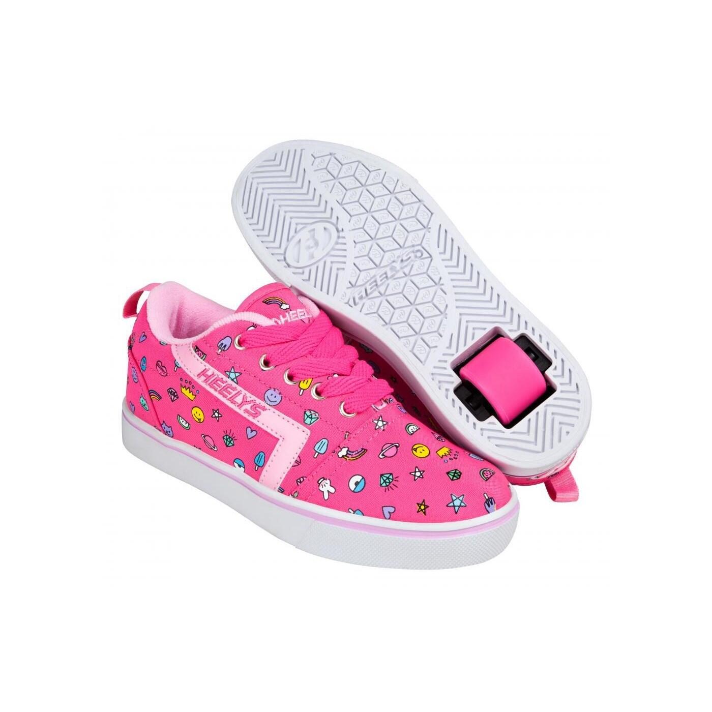 HEELYS GR8 Pro Prints Hot Pink/Light Pink/Emoji Kids Heely Shoe