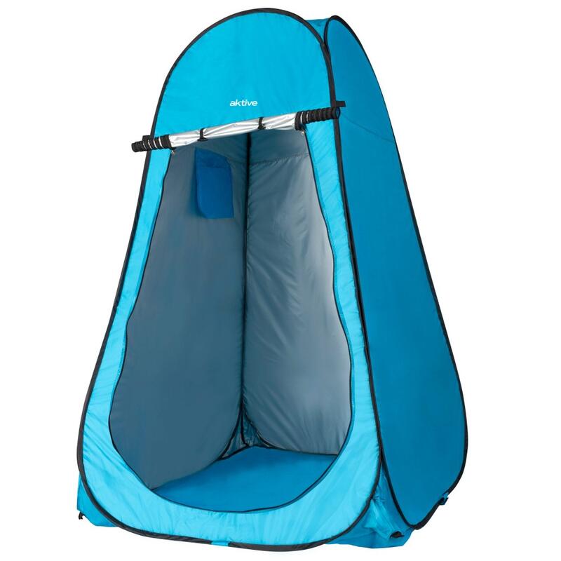 Tienda campaña cambiador para camping con suelo aktive 120x120x190 cm azul