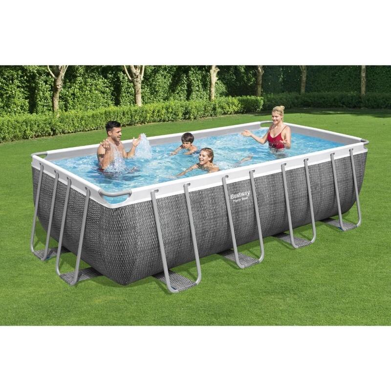 Piscina adulto Power Steel Opzetzwembad 488x244x122 cm Rattanprint gris