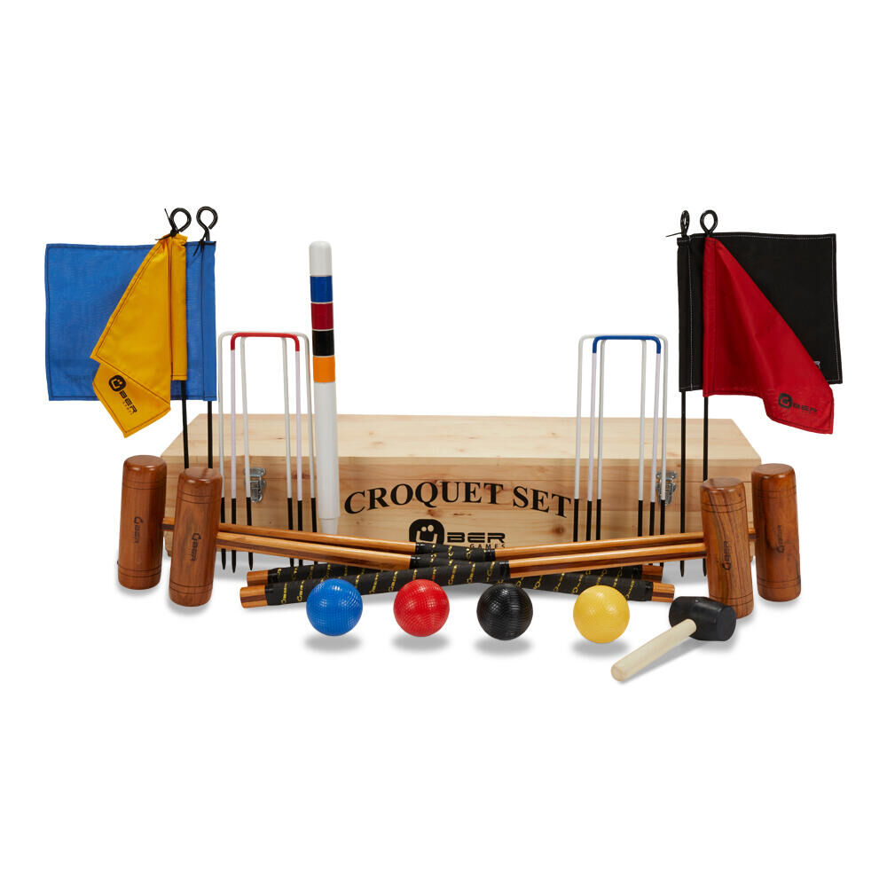 UBER GAMES Garden Croquet Set 4 Player, with Wooden Box