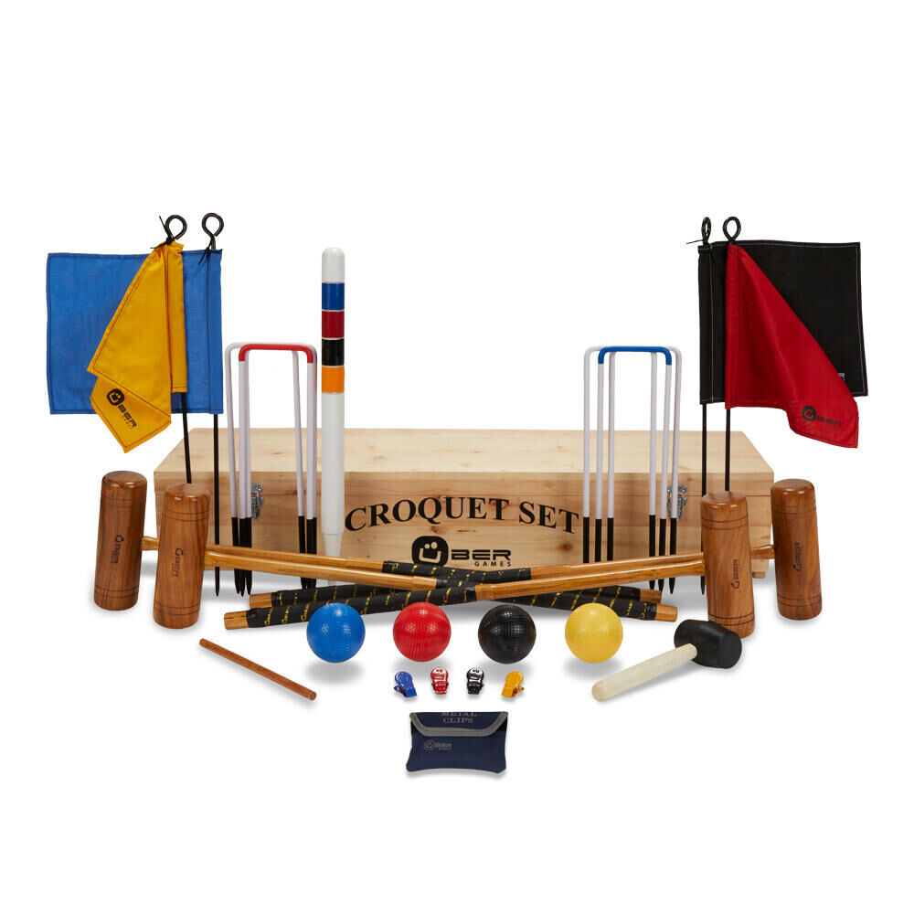 UBER GAMES Pro Croquet Set 4 Player, with Wooden Box