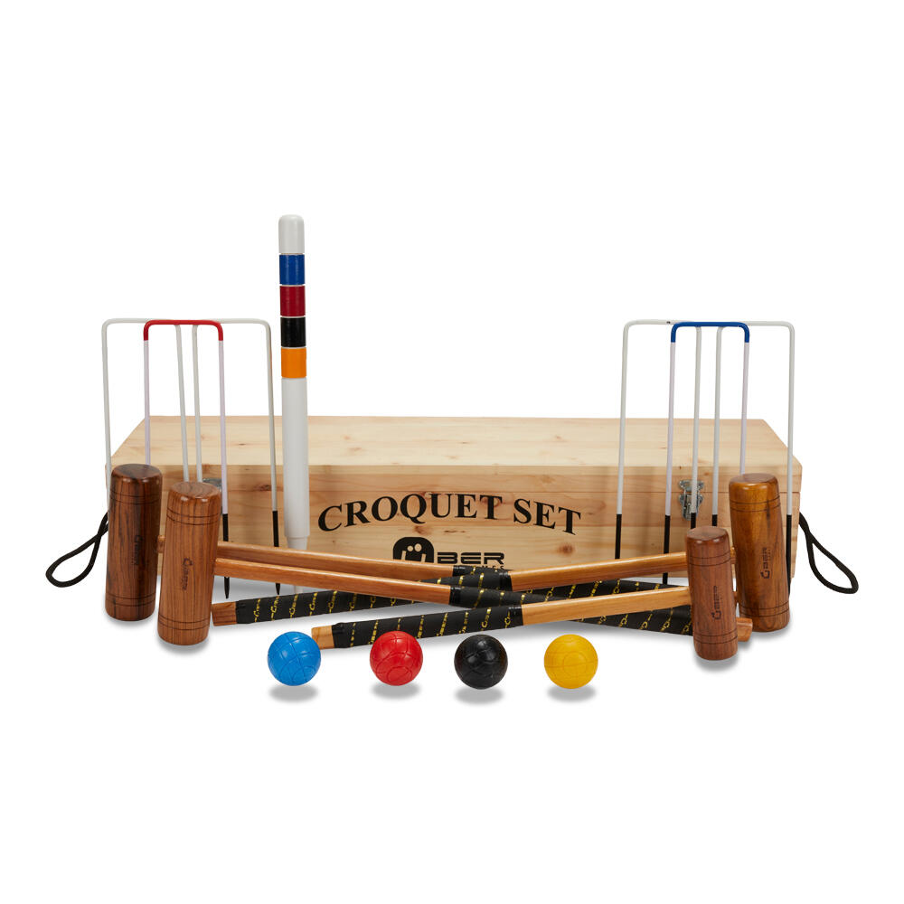 Family Croquet Set 4 Player, with Wooden Box 1/5