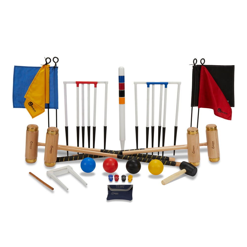 Executive Croquet Set 4 Player, with Wooden Trolley 2/5