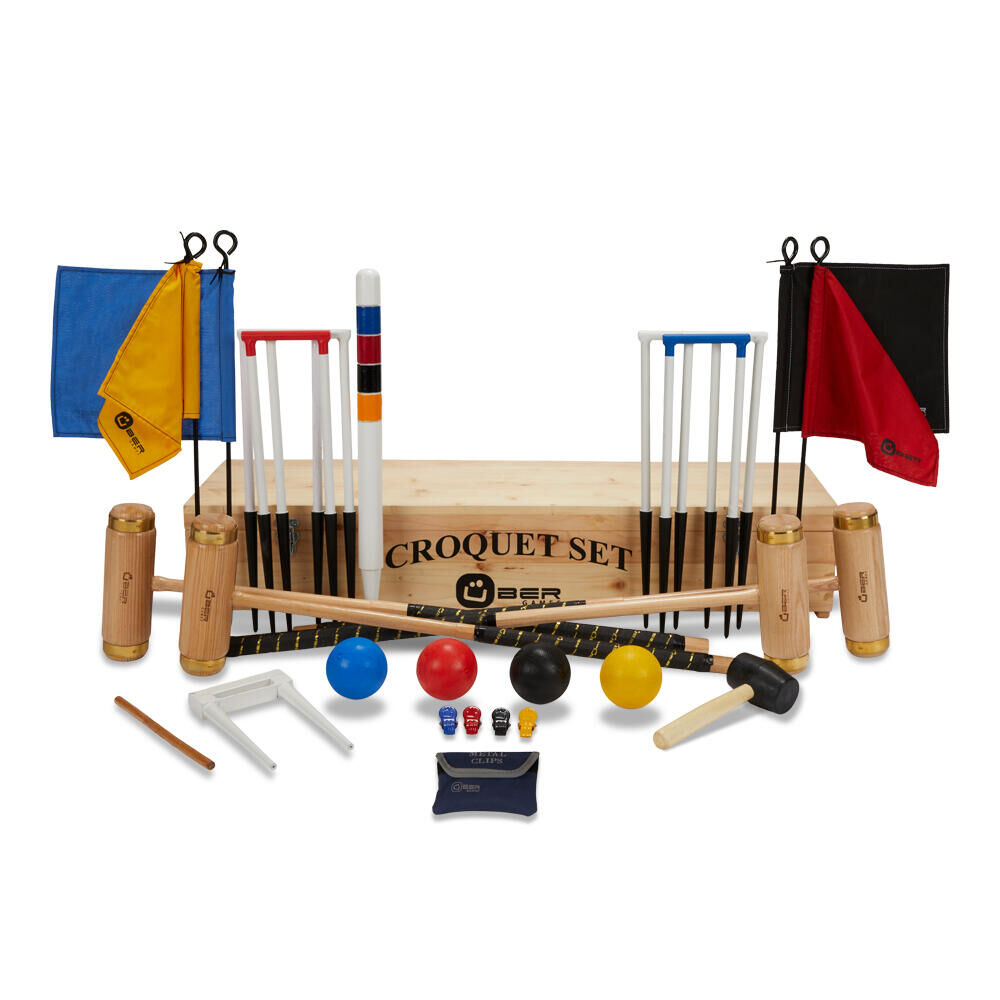 UBER GAMES Executive Croquet Set 4 Player, with Wooden Box