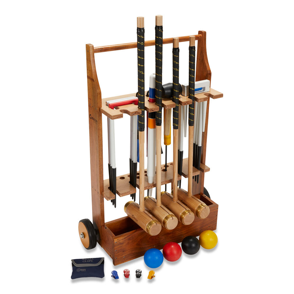 Executive Croquet Set 4 Player, with Wooden Trolley 1/5