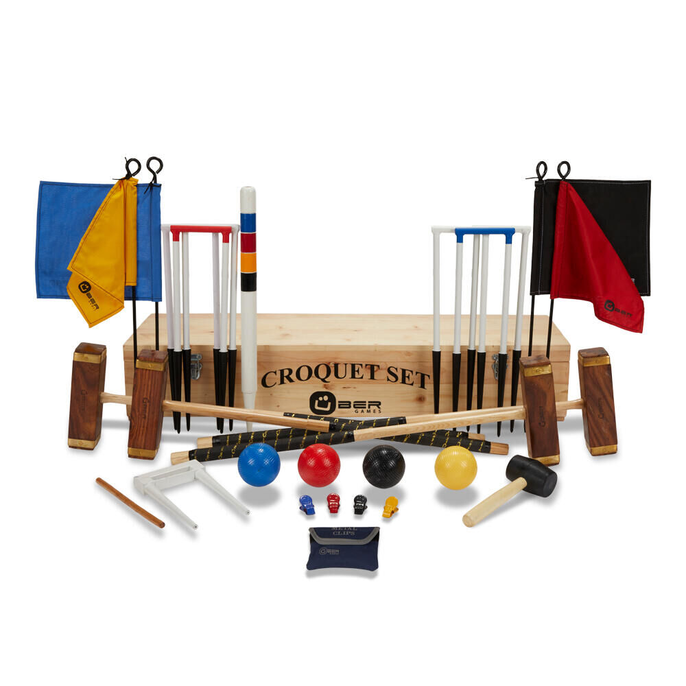 UBER GAMES Championship Croquet Set 4 Player, with Wooden Box