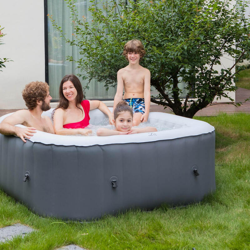 Spa MSPA gonflable carré – Fjord 4 gris - Spa gonflable 4 personnes carré 160cm,