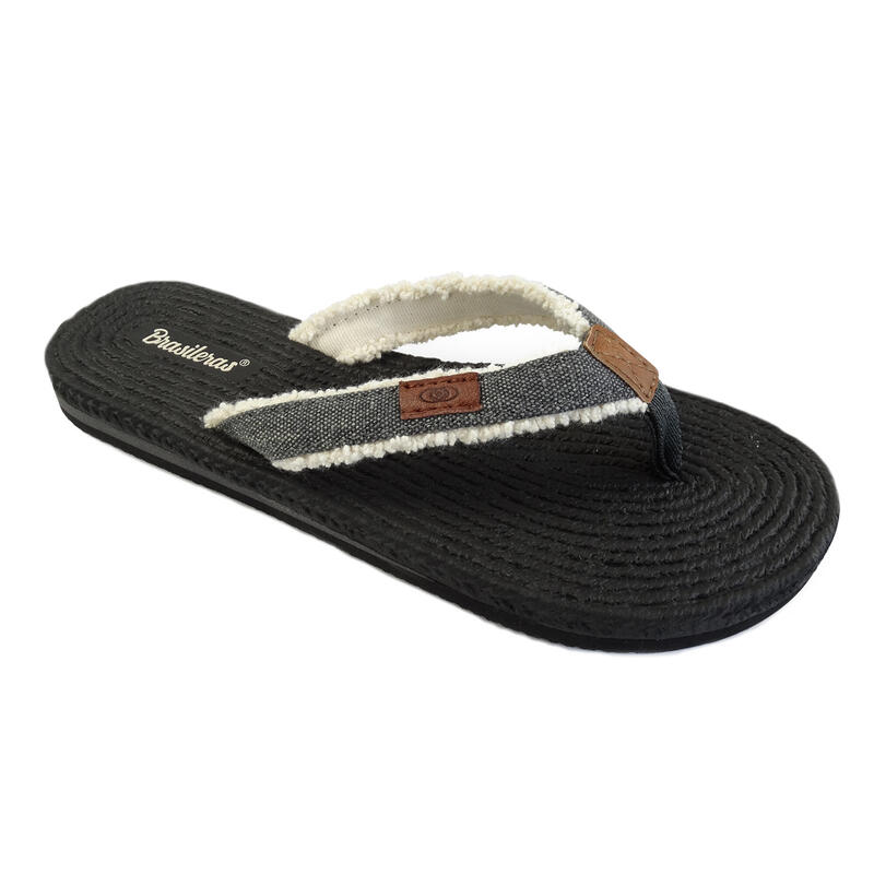 Strandslippers voor dames in zwart met rubberen zolen