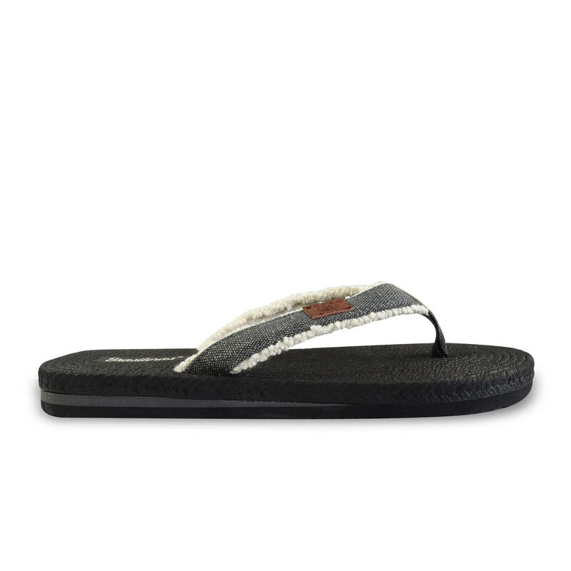 BRASILERAS Damen Flip Flops für den Strand in schwarz mit Gummisohle