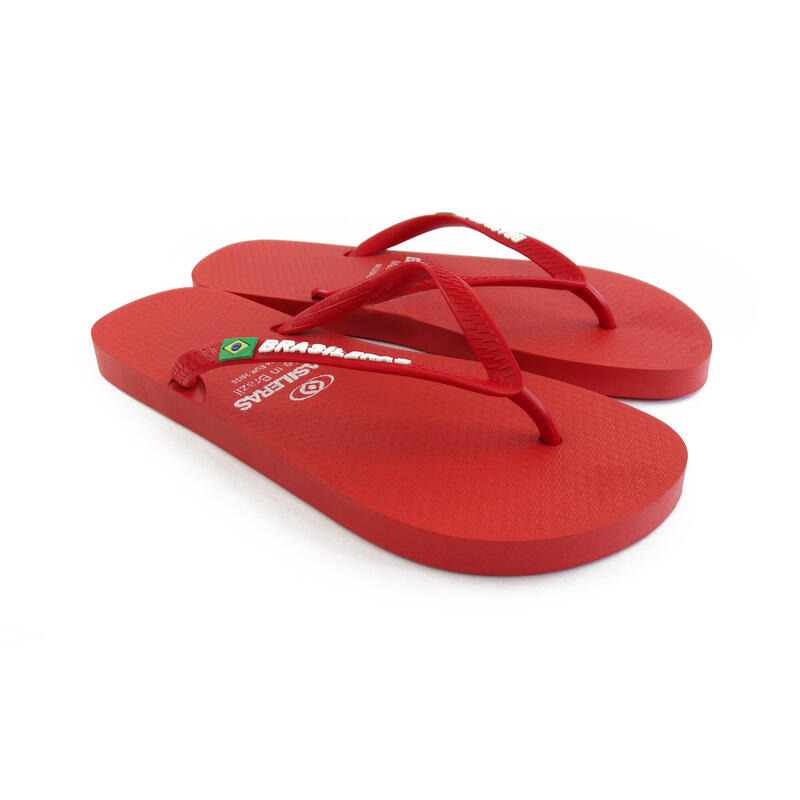 BRASILERAS Damen Flip-Flops für den Strand in rot mit Gummisohle