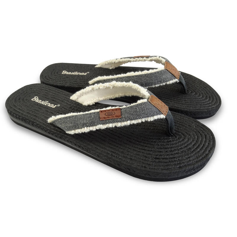 Strandslippers voor dames in zwart met rubberen zolen