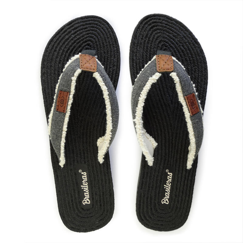 BRASILERAS Damen Flip Flops für den Strand in schwarz mit Gummisohle