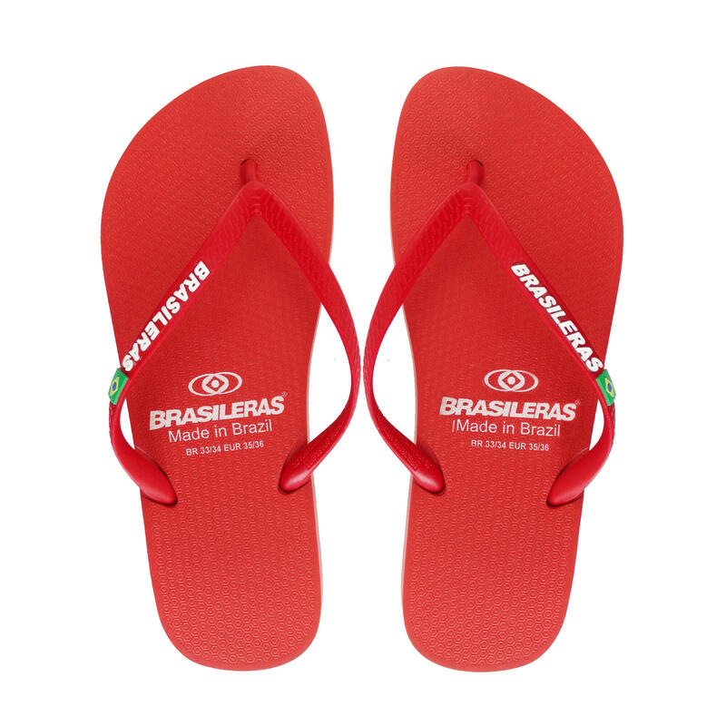 Brasileras teenslippers voor dames in rood met rubberen zolen