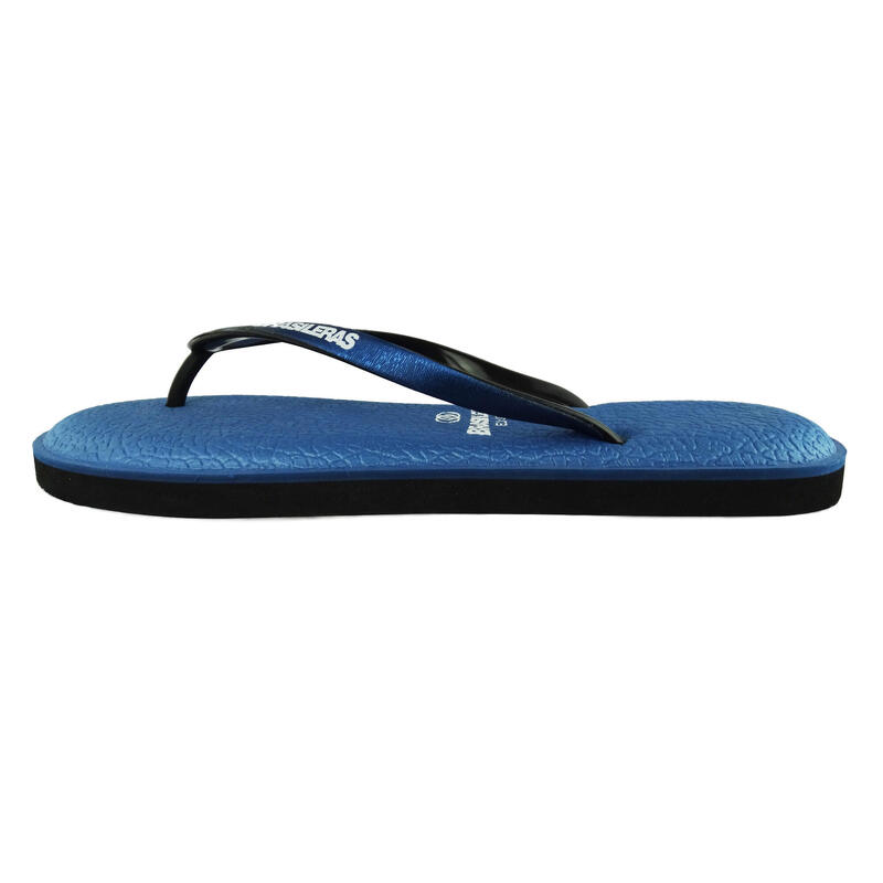 Blauwe strandslippers voor dames met rubberen zolen