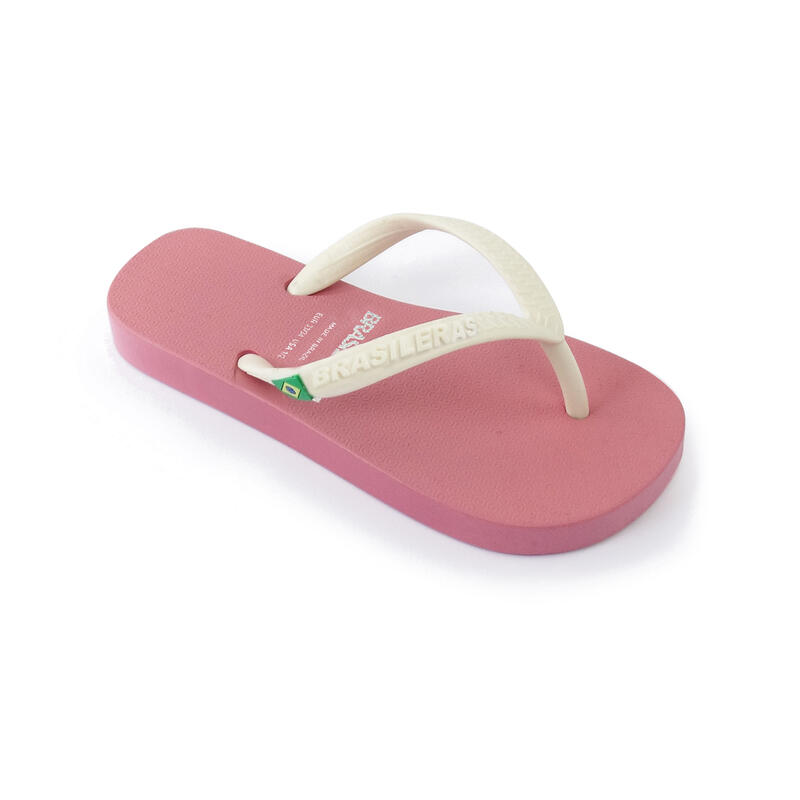 Tongs pour enfants Brasileras de couleur rose et blanc semelle en caoutchouc