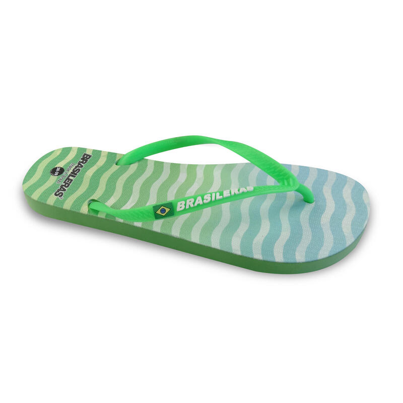 Strandslippers voor dames in groen met rubberen zolen