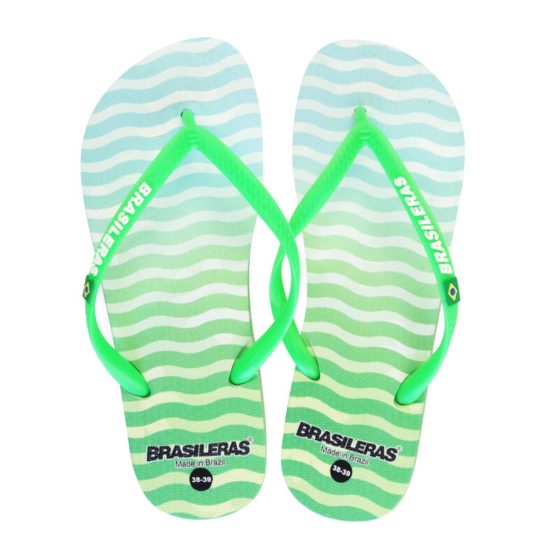 Strandslippers voor dames in groen met rubberen zolen