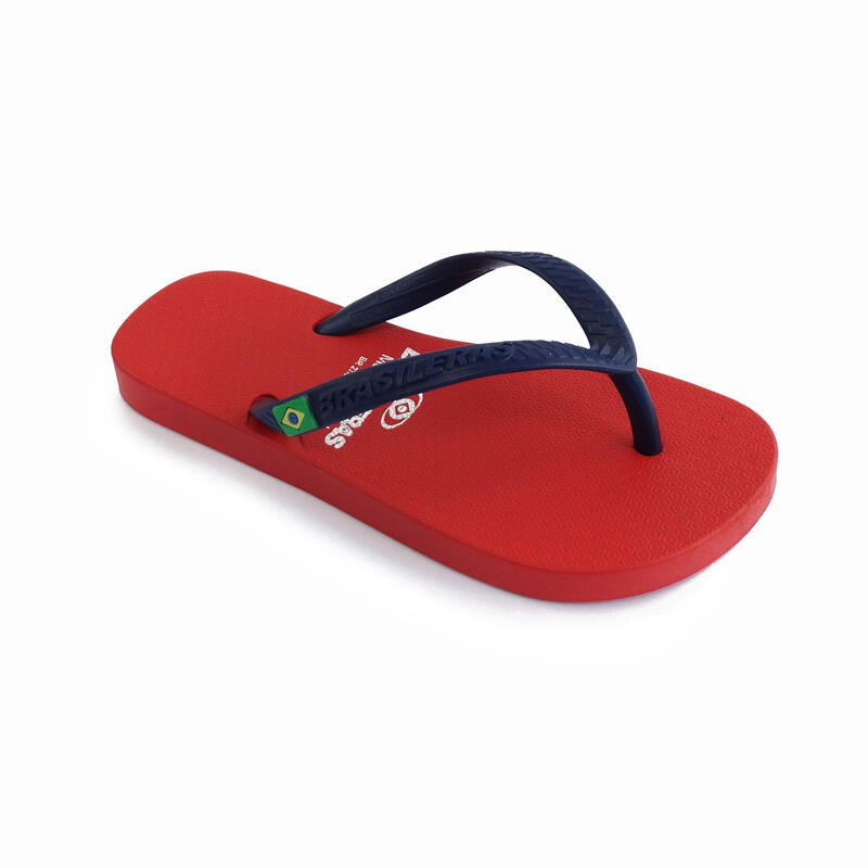 Kinder-Strand-Flip-Flops BRASILERAS in rot und blau mit Gummisohle