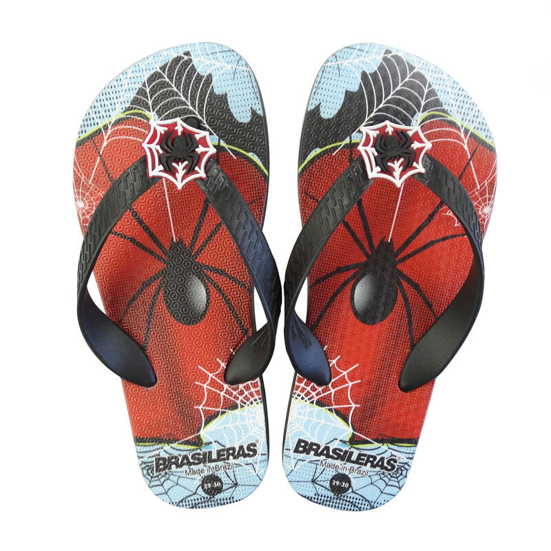 Kinder-Strand-Flip-Flops BRASILERAS in schwarz mit Gummisohle