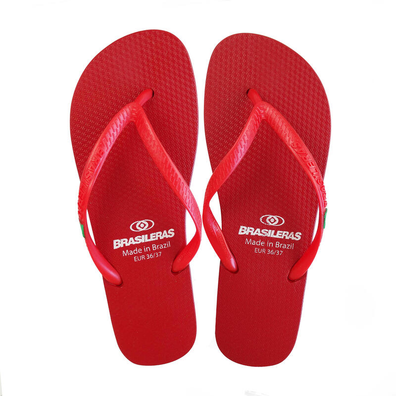 Brasileras teenslippers voor dames in rood met rubberen zolen