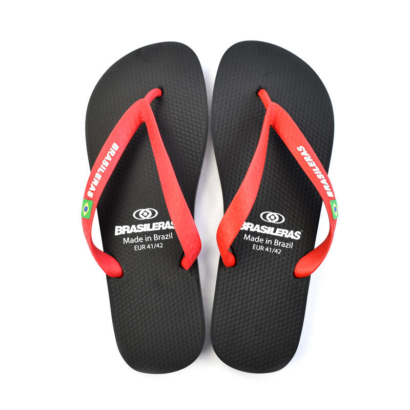 Chanclas De Playa De Hombre Brasileras Dedo Negro Y Rojo suela goma