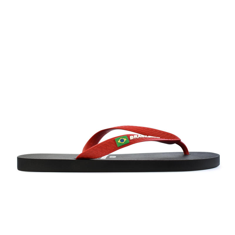 Herren Strand Flip-Flops BRASILERAS in schwarz und rot mit Gummisohle