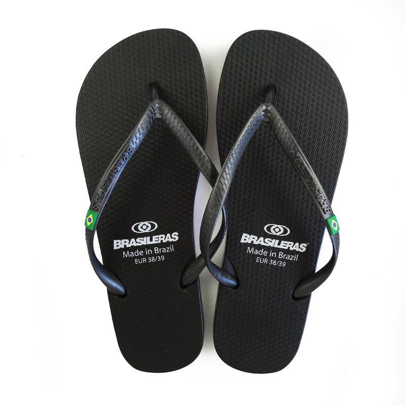 BRASILERAS Damen Flip Flops für den Strand in schwarz mit Gummisohle