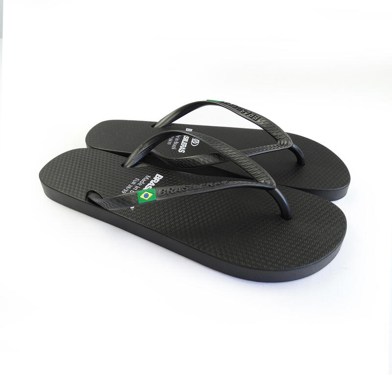 BRASILERAS Damen Flip Flops für den Strand in schwarz mit Gummisohle