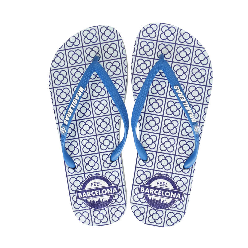 BRASILERAS Damen Flip Flops für den Strand in blau mit Gummisohle