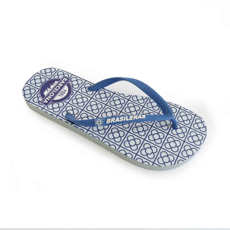 Blaue Strand-Flip-Flops für Frauen mit Gummisohle