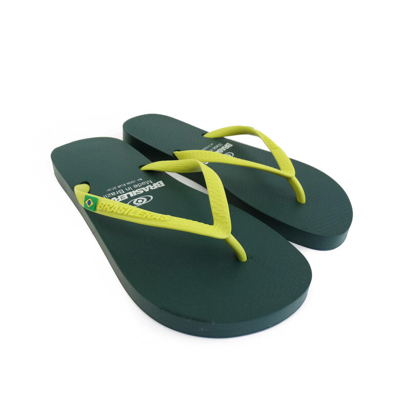 Strandslippers voor dames, groen met gele kleur, rubberen zool