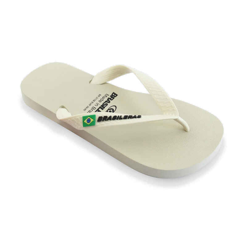 Herren-Strand-Flip-Flops brasilianisch weiß mit Gummisohle
