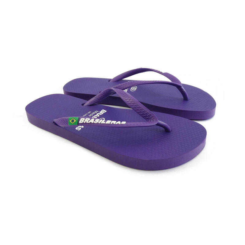 BRASILERAS Damen Strand Flip Flops in lila Farbe mit Gummisohle