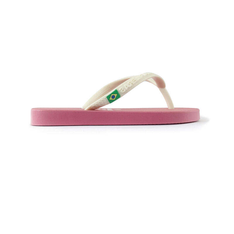 Tongs pour enfants Brasileras de couleur rose et blanc semelle en caoutchouc