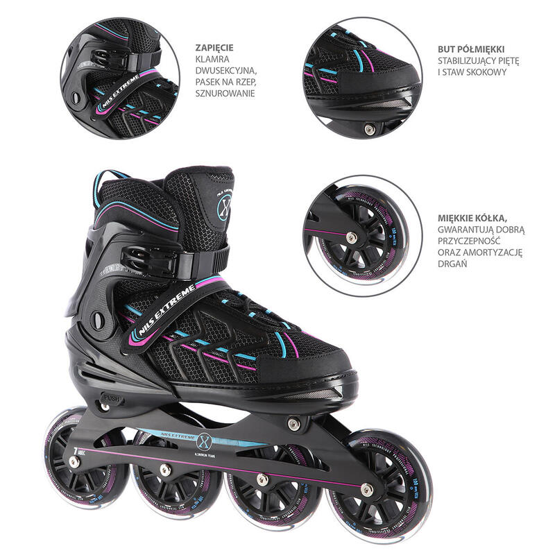 Roller patinaje en línea mujer Patines Nils Extreme Na1128, negro