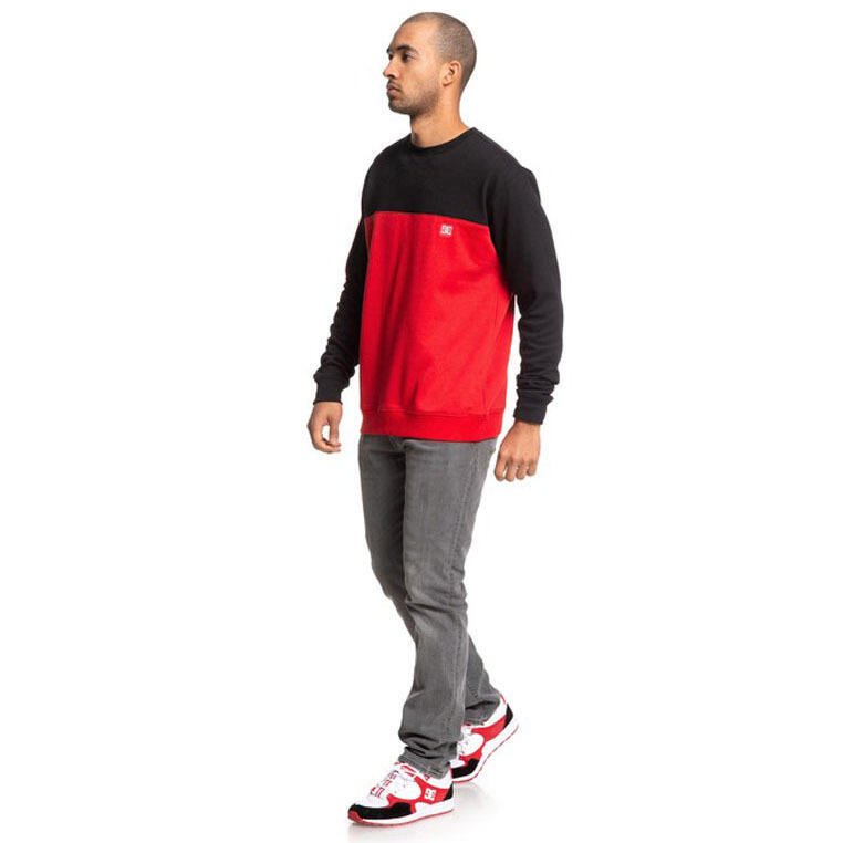 Blusa Dc Shoes Rebel Crew Block 3 Red/black, Rojo, Hombres